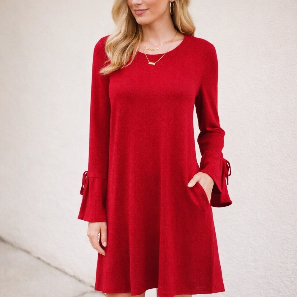 Michael Kors Red Long Sleeve Knit Dress
